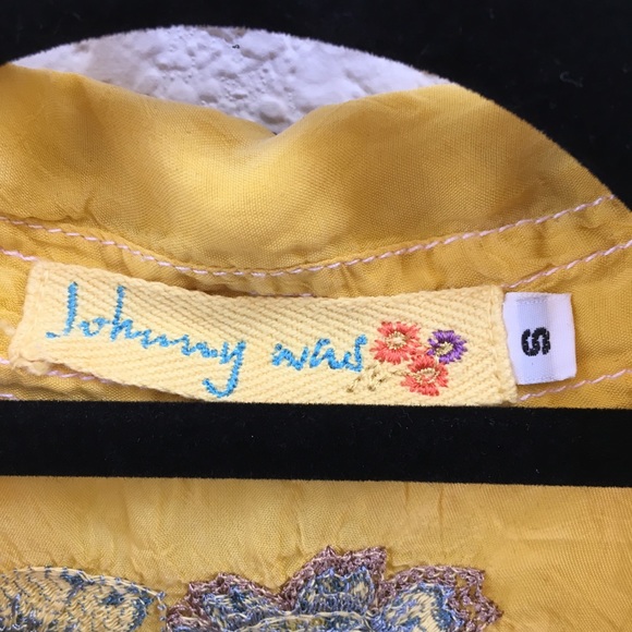 Johnny Was embroidered yellow button up small - Picture 6 of 7